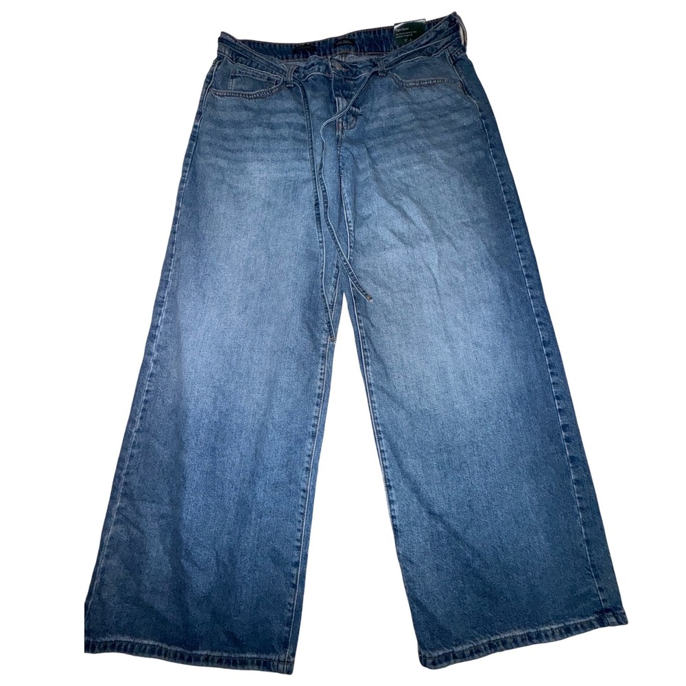 Wild Fable Low Rise Baggy Jeans Womens 14 Blue Rigid Denim Wide Leg 31 Inseam